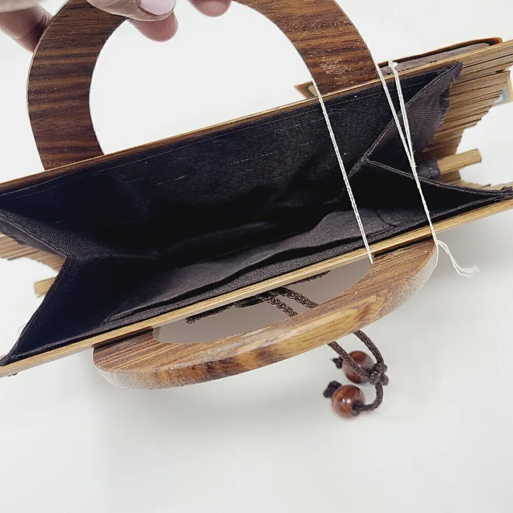 Island Treasures | Jamaica Handmade Bamboo Stick Clutch Bag (One Size)
